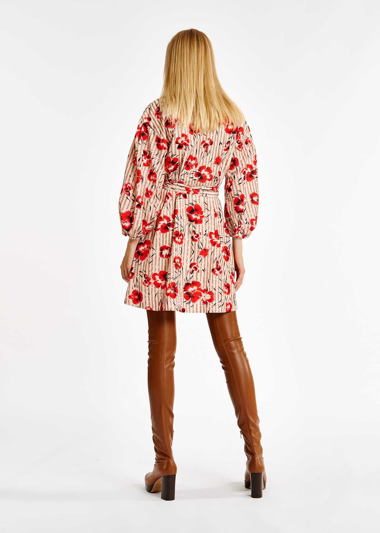 Mini robe cache-coeur rouge et brune à  fleurs RE—SSENTIEL seconde main photo 7