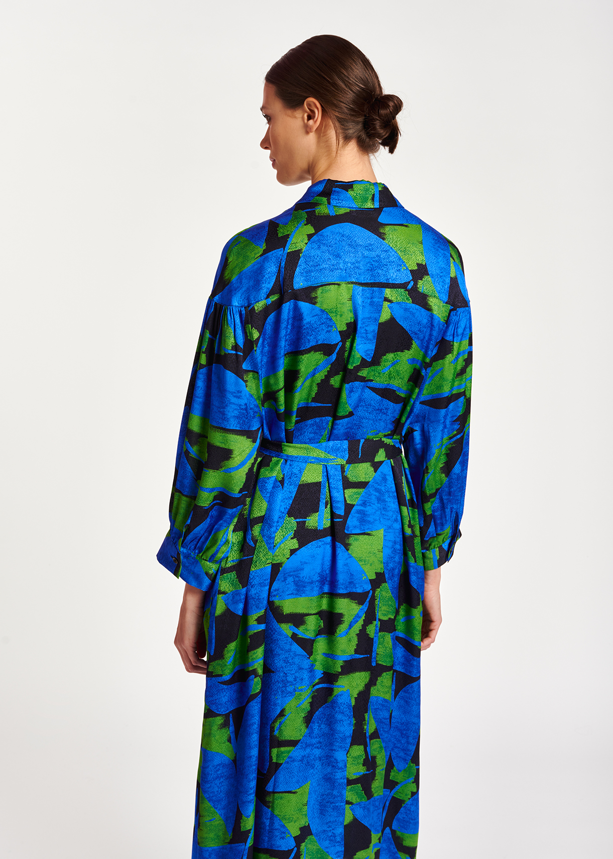 Midi-jurk met abstracte print in blauw, zwart en groen RE—SSENTIEL tweedehands photo 8
