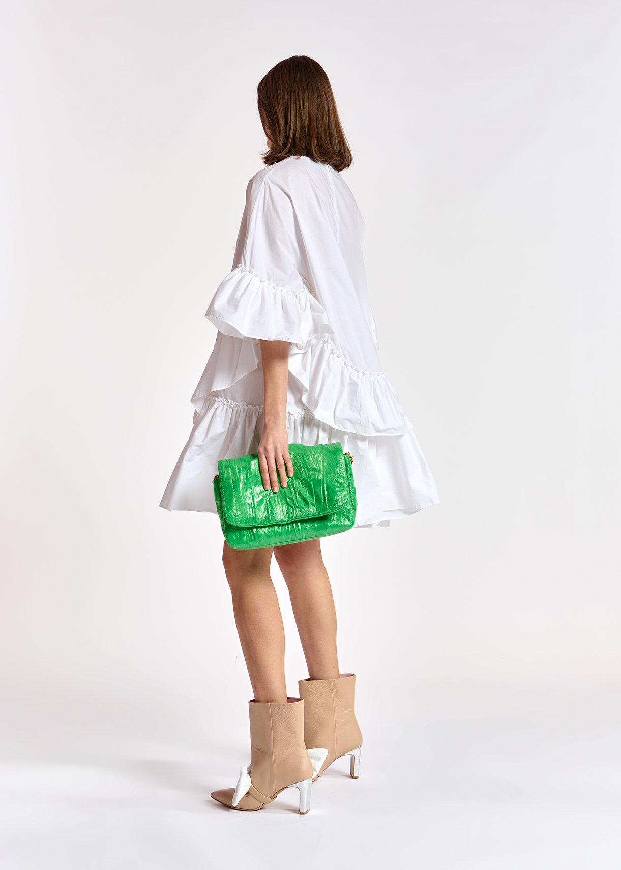 Robe en coton blanc à volants RE—SSENTIEL seconde main photo 7