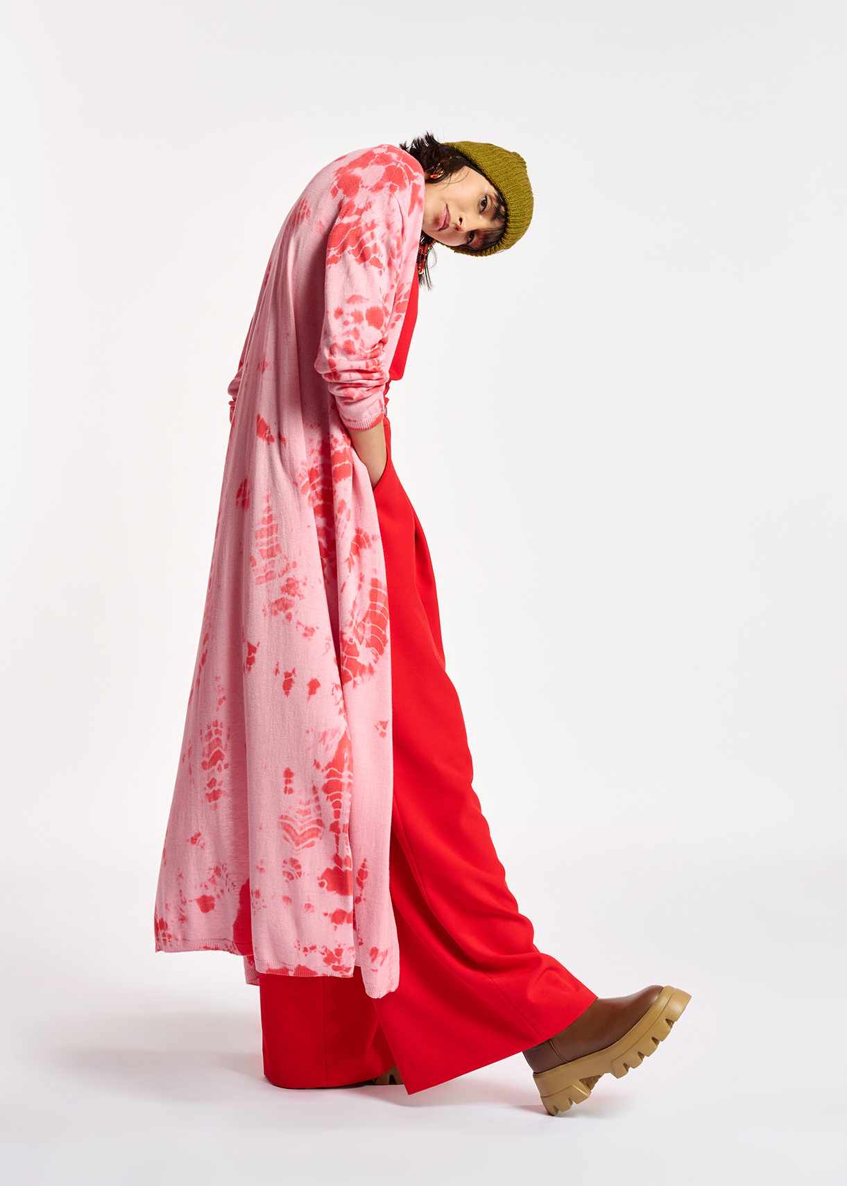 Long cardigan tie-dye rose et rouge RE—SSENTIEL seconde main photo 3