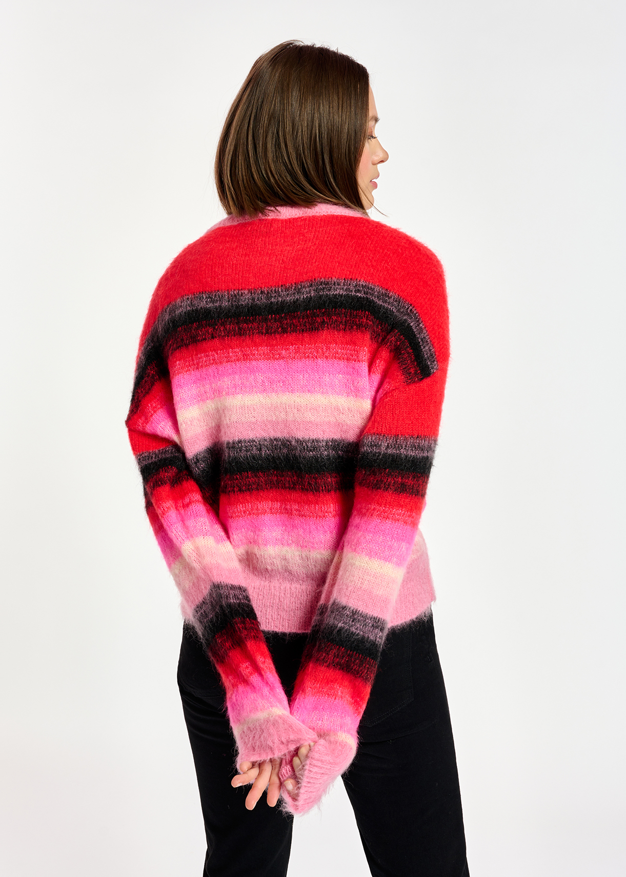 Pull à rayures rouges, rose et noires RE—SSENTIEL seconde main photo 5