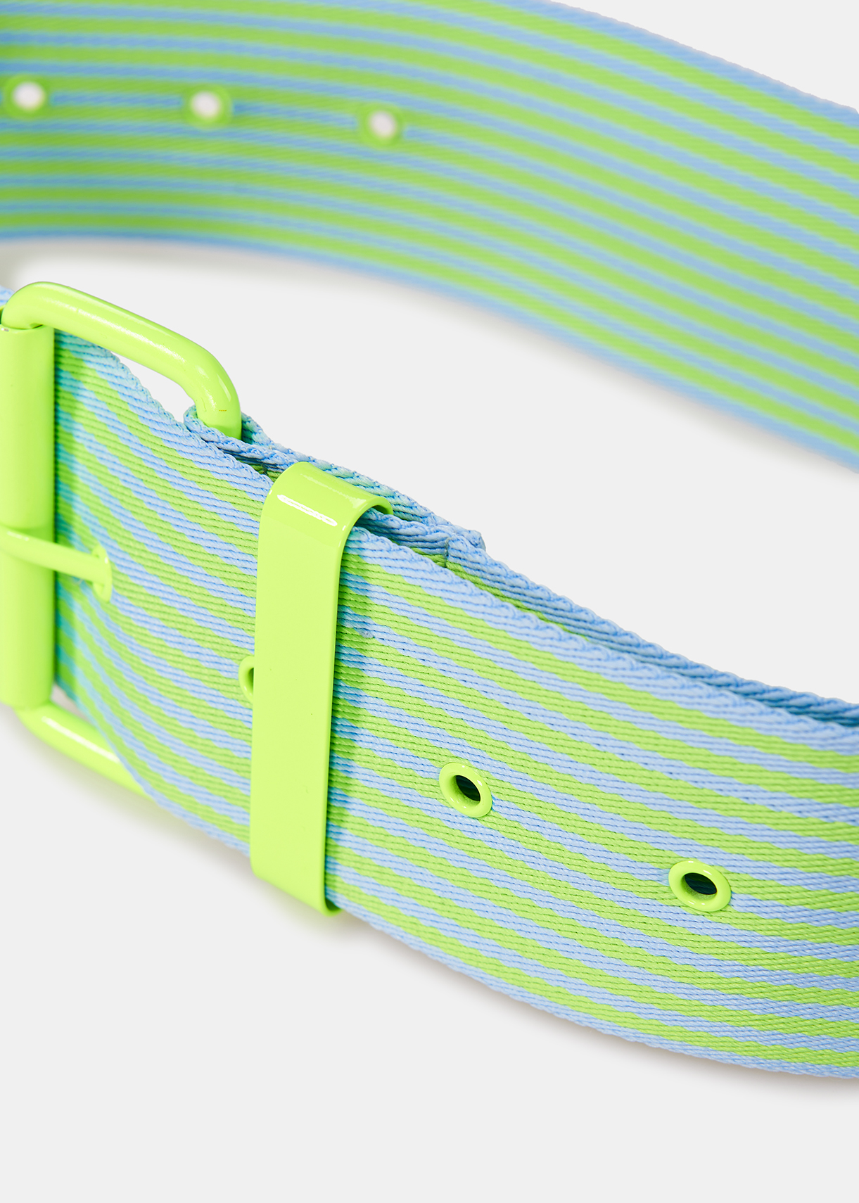 Neon yellow and light blue striped canvas belt RE—SSENTIEL second-hand photo 4